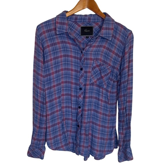 Rails Shirt Women Medium Blue Hunter Plaid Button Up Lightweight Western Preppy - Picture 1 of 9
